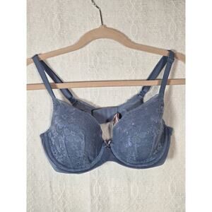 Victoria's Secret Body By Victoria Lined Demi Bra With Iridescent Blue Lace 34D